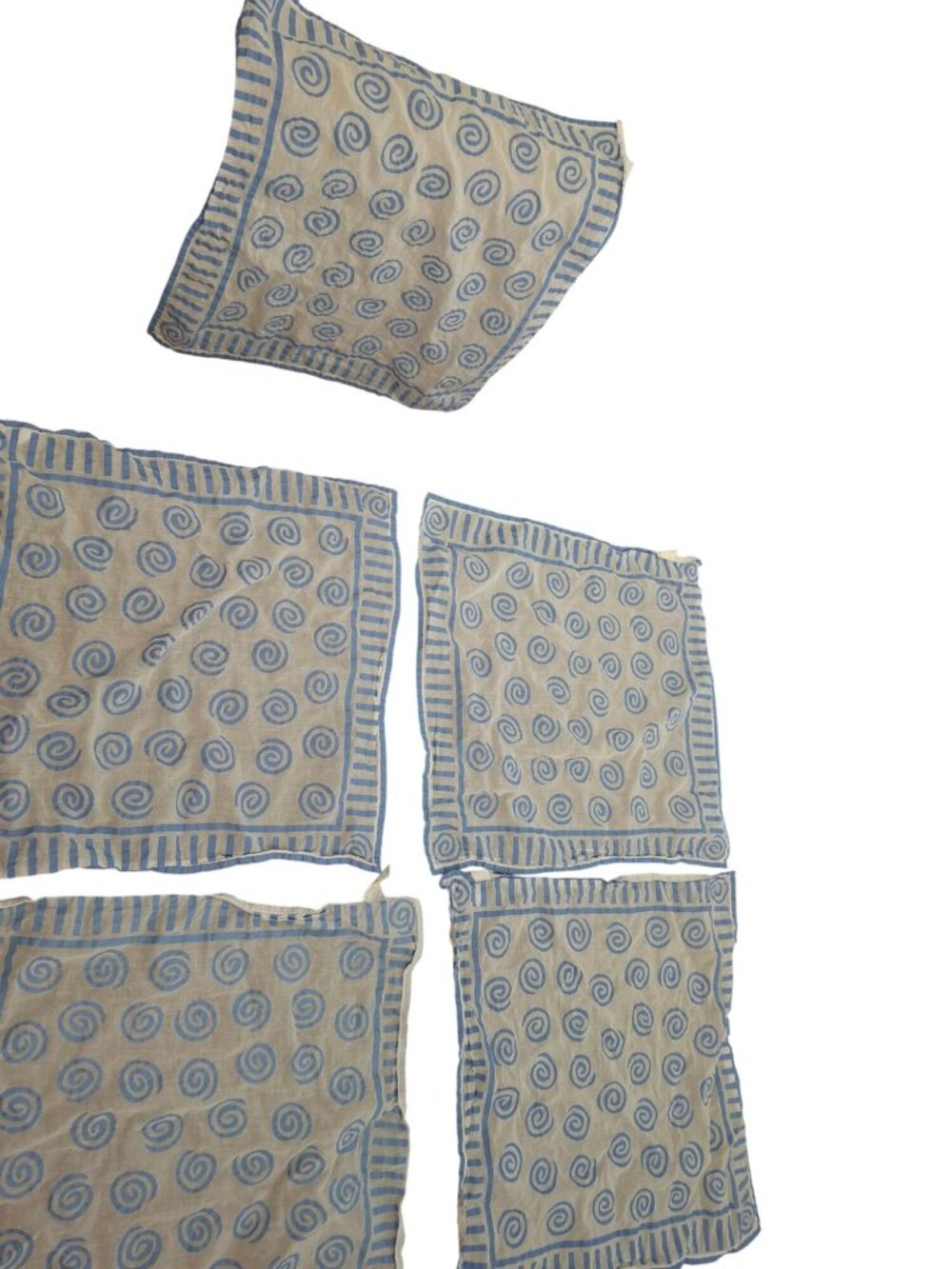 Pier 1 Imports Blue Spiral Cotton Voile Napkins Set of 4 Coastal Boho 17x17